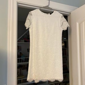 Lulu’s White Short Sleeve Lace Dress - Graduation, Homecoming, Church Attire